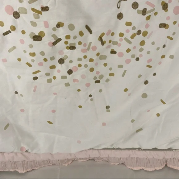Lambs & Ivy Baby Blanket Pink Gold Confetti Heart Ruffle Trim 2016 - Picture 6 of 13